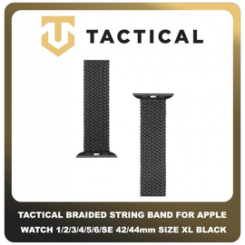 Original Γνήσιο Tactical 784 Braided String Band 42mm / 44mm Replacement For Apple Watch 1 , 2 , 3 , 4 , 5 , 6 , SE Smartwatch Bracelet Strap Size XL Μέγεθος Extra Large Λουράκι Ζώνη Πλεκτό Υφασμάτινο Νάιλον Για Ρολόι Black Μαύρο