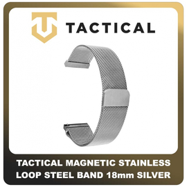 Original Γνήσιο Tactical 802 Loop Magnetic Stainless Steel Band 18mm Smartwatch Bracelet Strap Λουράκι Ζώνη Μαγνητικό Από Ανοξείδωτο Χάλυβα Για Ρολόι Silver Ασημί