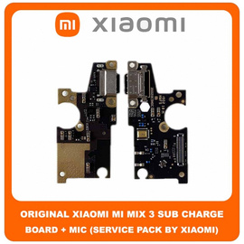 Original Γνήσιο Xiaomi Mi Mix 3 , Mix3 M1810E5A Καλωδιοταινία Φόρτισης SUB Charging Board (Charge Connector Dock Flex) + Mic Μικρόφωνο (Service Pack By Xiaomi)