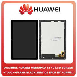 Γνήσια Original Huawei MediaPad T3 10 (AGS-L09 AGS-W09 AGS-L03 T3) Οθόνη LCD Display Screen + Touch Screen DIgitizer Μηχανισμός Αφής + Frame Πλαίσιο Black 02351JGC (Service Pack By Huawei)