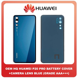 OEM HQ Huawei P20 Pro (CLT-L29C, CLT-L29, CLT-L09C, CLT-L09, CLT-AL00, CLT-AL01, CLT-TL01, CLT-AL00L, CLT-L04, HW-01K) Rear Back Battery Cover Πίσω Κάλυμμα Καπάκι Μπαταρίας + Camera Lens Τζαμάκι Κάμερας Blue Μπλε (Grade AAA+++)
