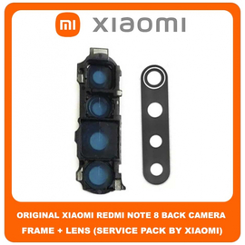 Original Γνήσιο Xiaomi Redmi Note 8 , Redmi Note8 (M1908C3JH, M1908C3JG, M1908C3JI) Rear Back Camera Frame Πίσω Πλαίσιο Κάμερας + Lens Τζαμάκι Κάμερας (Service Pack By Xiaomi)