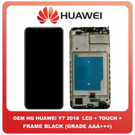 OEM HQ Huawei Y7 Prime 2018 / Y7 Prime / Y7 2018 (LDN-L01, LDN-L21) Lcd Screen Display Οθόνη + Touch Screen Digitizer Μηχανισμός Αφής + Πλαίσιο Frame Bezel Black Μαύρο Without Logo (Grade AAA+++)