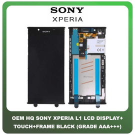 OEM HQ Sony Xperia L1 (G3311, G3312, G3313) IPS LCD Display Screen Assembly Οθόνη + Touch Screen Digitizer Μηχανισμός Αφής + Frame Bezel Πλαίσιο Black Μαύρο (Premium A+)