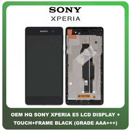 OEM HQ Sony Xperia E5 (F3311, F3313, C1604) IPS LCD Display Screen Assembly Οθόνη + Touch Screen Digitizer Μηχανισμός Αφής + Frame Bezel Πλαίσιο Black Μαύρο (Grade AAA+++)
