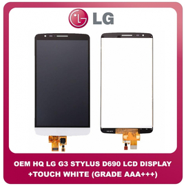 OEM HQ LG G3 Stylus D690N, LG D690 (D690, D693Ν) IPS LCD Display Assembly Screen Οθόνη + Touch Screen Digitizer Μηχανισμός Αφής White Άσπρο (Grade AAA+++)
