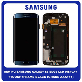 OEM HQ Samsung Galaxy S6 Edge G925 (G925F, SM-G925F) Super AMOLED LCD Display Screen Assembly Οθόνη + Touch Screen Digitizer Μηχανισμός Αφής Black Μαύρο (Grade AAA+++)