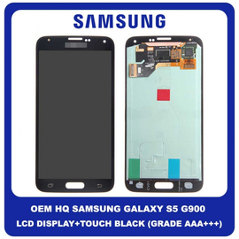 OEM HQ Samsung Galaxy S5 G900 (G900F, G900I, G900M, G900A, G900T, G900W8, G900K/G900L/G900S) Super AMOLED LCD Display Screen Assembly​ Οθόνη + Touch Screen Digitizer Μηχανισμός Αφής Black Μαύρο (Grade AAA+++)