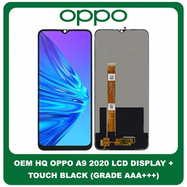 OEM HQ Oppo A9 2020 (PCAM10, CPH1938) IPS LCD Display Assembly Screen Οθόνη + Touch Screen Digitizer Μηχανισμός Αφής Black Μαύρο (Grade AAA+++)