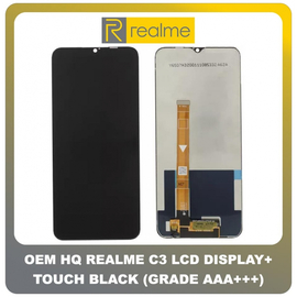 OEM HQ Realme C3 , Realme C 3 , RealmeC3 (RMX2027, RMX2020, RMX2021) IPS LCD Display Assembly Screen Οθόνη + Touch Screen DIgitizer Μηχανισμός Αφής Black Μαύρο (Grade AAA+++)