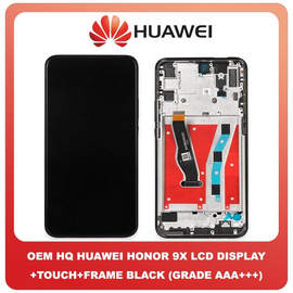 OEM HQ Huawei Honor 9X (STK-LX1) LCD Display Screen Οθόνη + Touch Screen DIgitizer Μηχανισμός Αφής + Frame Bezel Πλαίσιο Black Μαύρο (Grade AAA+++)