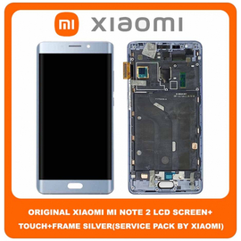 Original Γνήσιο Xiaomi Mi Note 2 , Mi Note2 (2015213) AMOLED LCD Display Assembly Screen Οθόνη + Touch Screen Digitizer Μηχανισμός Αφής + Frame Bezel Πλαίσιο Silver Ασημί (Service Pack By Xiaomi)