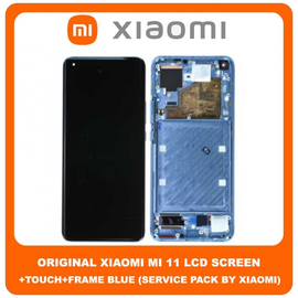 Γνήσιο Original Xiaomi Mi 11 , Mi11 (M2011K2C, M2011K2G) LCD Display Assembly Screen Οθόνη + Touch Screen Digitizer Μηχανισμός Αφής + Frame Bezel Πλαίσιο Blue Μπλε 56000500K200 (Service Pack By Xiaomi)