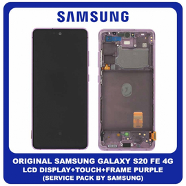 Original Γνήσιο Samsung Galaxy S20 FE 4G , S20FE, S20 FE 5G G780 4G, G781 5G (G780F, G780F/DSM,) Super AMOLED LCD Display Screen Assembly Οθόνη + Touch Screen Digitizer Μηχανισμός Αφής + Frame Bezel Πλαίσιο Cloud Lavender Μωβ GH82-24219C GH82-24220C (Service Pack By Samsung)