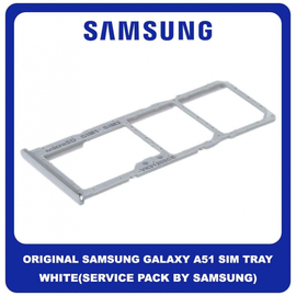 Original Γνήσιο Samsung Galaxy A51 A515F (SM-A515F)SIM Tray Cover Assy + Micro SD Tray Slot Υποδοχέας Βάση Θήκη Κάρτας SIM Κάλυμμα White Άσπρο GH98-45036A (Service Pack By Samsung)