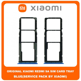 Original Γνήσιο Xiaomi Redmi 9A Redmi9A (M2006C3LG, M2006C3LI, M2006C3LC, M2004C3L) SIM Tray Cover Assy + Micro SD Tray Slot Υποδοχέας Βάση Θήκη Κάρτας SIM Κάλυμμα Blue Μπλε (Service Pack By Xiaomi)