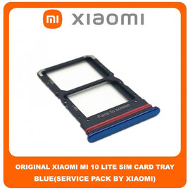 Original Γνήσιο Xiaomi Mi 10 Lite Mi10 Lite (M2002J9G) SIM Tray Cover Assy + Micro SD Tray Slot Υποδοχέας Βάση Θήκη Κάρτας SIM Κάλυμμα Blue Μπλε (Service Pack By Xiaomi)