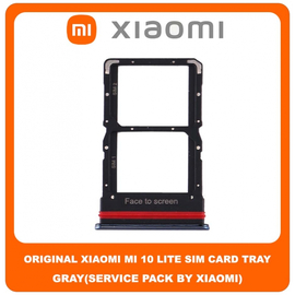 Original Γνήσιο Xiaomi Mi 10 Lite Mi10 Lite (M2002J9G) SIM Tray Cover Assy + Micro SD Tray Slot Υποδοχέας Βάση Θήκη Κάρτας SIM Κάλυμμα Gray Γκρι (Service Pack By Xiaomi)