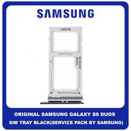 Original Γνήσιο Samsung Galaxy S9 Duos, S9Duos G960FD G960F/DS SIM Tray + Micro SD Tray Βάση Θήκη Κάρτας Black Μαύρο GH98-42650A (Service Pack By Samsung)