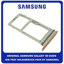 Original Γνήσιο Samsung Galaxy S9 Duos, S9Duos G960FD G960F/DS SIM Tray + Micro SD Tray Βάση Θήκη Κάρτας Gold Χρυσό GH98-42650E (Service Pack By Samsung)
