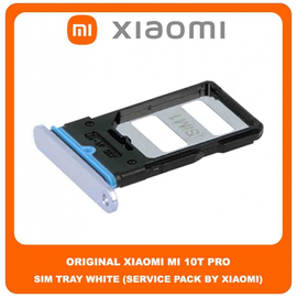Original Γνήσιο Xiaomi Mi 10T 5G (M2007J3SY) , Mi10T Pro (M2007J3SG, M2007J3SP, M2007J3SI) SIM Card Tray Cover Assy + Micro SD Tray Slot Υποδοχέας Βάση Θήκη Κάρτας SIM Κάλυμμα White Άσπρο (Service Pack By Xiaomi)