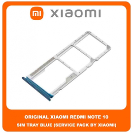 Original Γνήσιο Xiaomi Redmi Note 10 , Redmi Note10 (M2101K7AI, M2101K7AG) SIM Card Tray Cover Assy + Micro SD Tray Slot Υποδοχέας Βάση Θήκη Κάρτας SIM Κάλυμμα Blue Μπλε (Service Pack By Xiaomi)