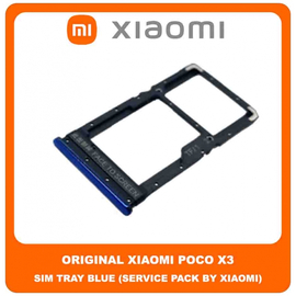 Original Γνήσιο Xiaomi Poco X3 , PocoX3 (MZB07Z0IN, MZB07Z1IN, MZB07Z2IN, MZB07Z3IN, MZB07Z4IN, MZB9965IN, M2007J20CI) SIM Card Tray Cover Assy + Micro SD Tray Slot Υποδοχέας Βάση Θήκη Κάρτας SIM Κάλυμμα Blue Μπλε (Service Pack By Xiaomi)