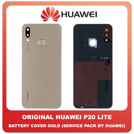 Γνήσιο Original Huawei P20 Lite (ANE-AL00, ANE-TL00) / P20 Lite Dual SIM (ANE-L21, ANE-LX1) Rear Back Battery Cover Πίσω Κάλυμμα Καπάκι Πλάτη Μπαταρίας + Fingerprint Sensor Αισθητήρας Δακτυλικού Αποτυπώματος Gold Χρυσό 02351WTG (Service Pack By Huawei)