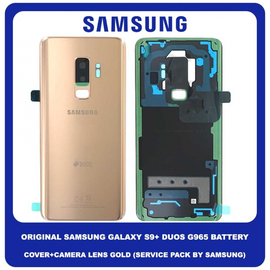 Original Γνήσιο Samsung Galaxy S9 Plus , S9+ Duos G965 (G965F, G965FD, G965F/DS, G965U, G965W, G9650) Rear Back Battery Cover Πίσω Κάλυμμα Πλάτη Καπάκι Μπαταρίας + Camera Lens Τζαμάκι Κάμερας Gold Χρυσό GH82-15660E (Service Pack By Samsung)