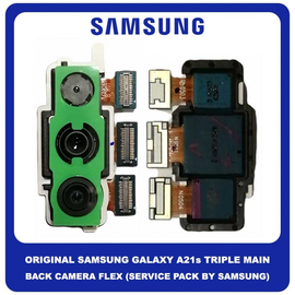 Original Γνήσιο Samsung Galaxy A21s 2020 A217 (A217F, A217F/DS, A217F/DSN, A217M, A217M/DS, A217N) Triple Rear Main Back Camera Module Flex 48MP + 8MP + 2MP Τριπλή Πίσω Κεντρική Κάμερα GH96-13477A (Service Pack By Samsung)