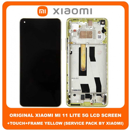 Γνήσιο Original Xiaomi Mi 11 Lite 4G (M2101K9AG), Mi 11 Lite 5G (M2101K9G), Mi 11 Lite 5G NE (2109119DG) AMOLED LCD Display Assembly Screen Οθόνη + Touch Screen Digitizer Μηχανισμός Αφής + Frame Bezel Πλαίσιο Σασί Yellow Κίτρινο 56000J00K900 (Service Pack By Xiaomi)​
