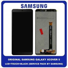 Original Γνήσιο Samsung Galaxy Xcover 5 Xcover5 G525 (G525F, G525F/DS) PLS IPS LCD Display Screen Assembly Οθόνη + Touch Digitizer Μηχανισμός Αφής Black Μαύρο GH96-14254A (Service Pack By Samsung)