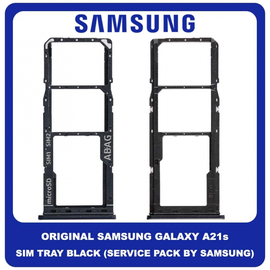 Original Γνήσιο Samsung Galaxy A21s 2020 A217 (A217F, A217F/DS, A217F/DSN, A217M, A217M/DS, A217N) SIM Tray + Micro SD Tray Βάση Θήκη Κάρτας Black Μαύρο GH98-45392A (Service Pack By Samsung)