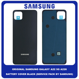 Original Γνήσιο Samsung Galaxy A22 5G A226 (SM-A226B, SM-A226B/DS, SM-A226B/DSN) Rear Back Battery Cover Πίσω Κάλυμμα Πλάτη Καπάκι Μπαταρίας Black Μαύρο GH81-21069A (Service Pack By Samsung)