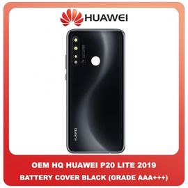 OEM HQ Huawei P20 Lite 2019 (GLK-L21) Rear Back Battery Cover Πίσω Κάλυμμα Καπάκι Πλάτη Μπαταρίας + Camera Lens Τζαμάκι Κάμερας Black Μαύρο (Grade AAA+++)