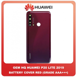 OEM HQ Huawei P20 Lite 2019 (GLK-L21) Rear Back Battery Cover Πίσω Κάλυμμα Καπάκι Πλάτη Μπαταρίας + Camera Lens Τζαμάκι Κάμερας Red Κόκκινο (Grade AAA+++)