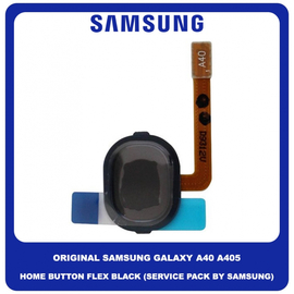 Original Γνήσιο Samsung Galaxy A40 A405 (SM-A405F, SM-A405FN, SM-A405FM, SM-A405S, SM-A405FN/DS, SM-A405F/DS, SM-A405FM/DS) Κεντρικό Κουμπί Πλήκτρο Home Button + Flex Cable Black Μαύρο GH96-12484A (Service Pack By Samsung)