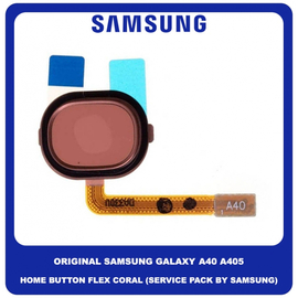 Original Γνήσιο Samsung Galaxy A40 A405 (SM-A405F, SM-A405FN, SM-A405FM, SM-A405S, SM-A405FN/DS, SM-A405F/DS, SM-A405FM/DS) Κεντρικό Κουμπί Πλήκτρο Home Button + Flex Cable Coral Κοραλί GH96-12484D (Service Pack By Samsung)