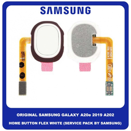 Γνήσιο Original Samsung Galaxy A20e 2019 A202 (SM-A202F, SM-A202K, SM-A202F/DS) Κεντρικό Κουμπί Πλήκτρο Home Button + Flex Cable White Άσπρο GH96-12565B (Service Pack By Samsung)