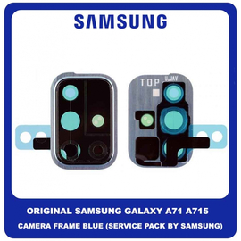 Γνήσιο Original Samsung Galaxy A71 A715 (A715F, A715F/DS, A715F/DSN, A715F/DSM, A715W, A715X) Deco Frame For Rear Back Camera Lens Διακοσμητικό Πλαίσιο Για Πίσω Τζαμάκι Κάμερας Blue Μπλε GH98-44763C (Service Pack By Samsung)