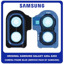 Γνήσιο Original Samsung Galaxy A20e 2019 A202 (SM-A202F, SM-A202K, SM-A202F/DS) Deco Frame For Rear Back Camera Lens Διακοσμητικό Πλαίσιο Για Πίσω Τζαμάκι Κάμερας Blue Μπλε GH98-44338C (Service Pack By Samsung)