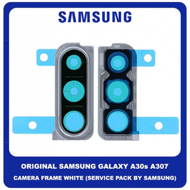 Original Γνήσιο Samsung Galaxy A30s A307 (SM-A307F, SM-A307FN, SM-A307G, SM-A307GN, SM-A307GT, SM-A307F/DS, SM-A307FN/DS, SM-A307G/DS, SM-A307GN/DS, SM-A307GT/DS) Deco Frame For Rear Back Camera Lens Διακοσμητικό Πλαίσιο Για Πίσω Τζαμάκι Κάμερας White Άσπρο GH98-44768D (Service Pack By Samsung)