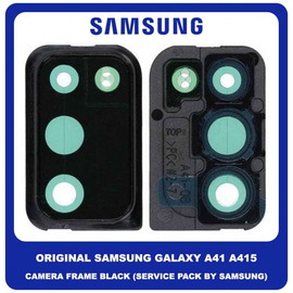 Original Γνήσιο Samsung Galaxy A41 A415 (SM-A415F/DSN, SM-A415F/DSM, SM-A415F, SM-A415F/DS) Deco Frame For Rear Back Camera Lens Διακοσμητικό Πλαίσιο Για Πίσω Τζαμάκι Κάμερας Black Μαύρο GH98-45276A (Service Pack By Samsung)