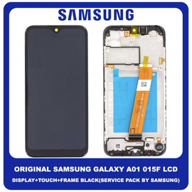 Γνήσια Original Samsung Galaxy A01 A015F (SM-A015F) IPS LCD Capacitive Οθόνη Display Screen + Touch Screen DIgitizer Μηχανισμός Αφής + Frame Πλαίσιο GH81-18209A Black (Service Pack By Samsung)