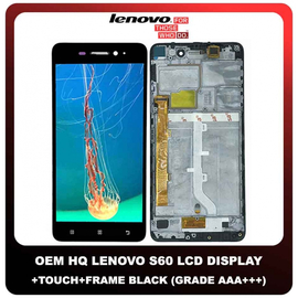 OEM HQ Lenovo S60 (S60, S60A, S60T) IPS LCD Display Assembly Screen Οθόνη + Touch Screen Digitizer Μηχανισμός Αφής + Frame Bezel Πλαίσιο Σασί Black Μαύρο (Grade AAA+++)