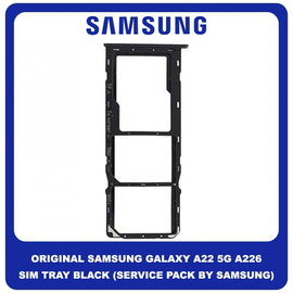 Γνήσιο Original Samsung Galaxy A22 5G A226 (SM-A226B, SM-A226B/DS, SM-A226B/DSN) SIM Card Tray Cover Assy + Micro SD Tray Slot Υποδοχέας Βάση Θήκη Κάρτας SIM Κάλυμμα Black Μαύρο GH81-20741A (Service Pack By Samsung)