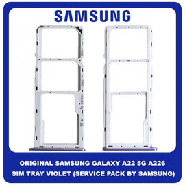 Γνήσιο Original Samsung Galaxy A22 5G A226 (SM-A226B, SM-A226B/DS, SM-A226B/DSN) SIM Card Tray Cover Assy + Micro SD Tray Slot Υποδοχέας Βάση Θήκη Κάρτας SIM Κάλυμμα Laventer Violet Μωβ GH81-20743A (Service Pack By Samsung)