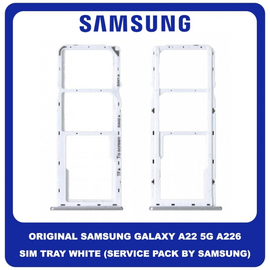 Γνήσιο Original Samsung Galaxy A22 5G A226 (SM-A226B, SM-A226B/DS, SM-A226B/DSN) SIM Card Tray Cover Assy + Micro SD Tray Slot Υποδοχέας Βάση Θήκη Κάρτας SIM Κάλυμμα White Άσπρο GH81-20744A (Service Pack By Samsung)