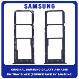 Γνήσιο Original Samsung Galaxy A10 A105 (SM-A105F/DS, SM-A105FN/DS, SM-A105G/DS, SM-A105M/DS, SM-A105F, SM-A105G, SM-A105M, SM-A105FN) SIM Card Tray Cover Assy + Micro SD Tray Slot Υποδοχέας Βάση Θήκη Κάρτας SIM Κάλυμμα Black Μαύρο GH98-44169A (Service Pack By Samsung)