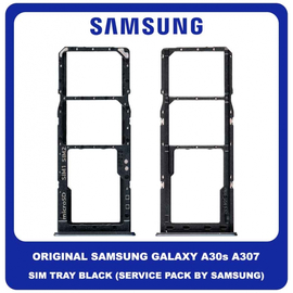 Original Γνήσιο Samsung Galaxy A30s A307 (SM-A307F, SM-A307FN, SM-A307G, SM-A307GN, SM-A307GT, SM-A307F/DS, SM-A307FN/DS, SM-A307G/DS, SM-A307GN/DS, SM-A307GT/DS) SIM Card Tray Cover Assy + Micro SD Tray Slot Υποδοχέας Βάση Θήκη Κάρτας SIM Κάλυμμα Black Μαύρο GH98-44769A (Service Pack By Samsung)